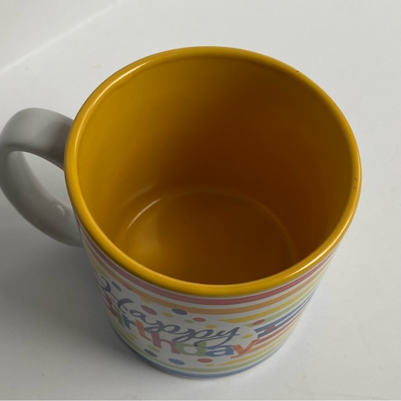 Birthday Mug Button & Burton Never used! Rainbow Polka Dots Ceramic Stripes New - Picture 3 of 15